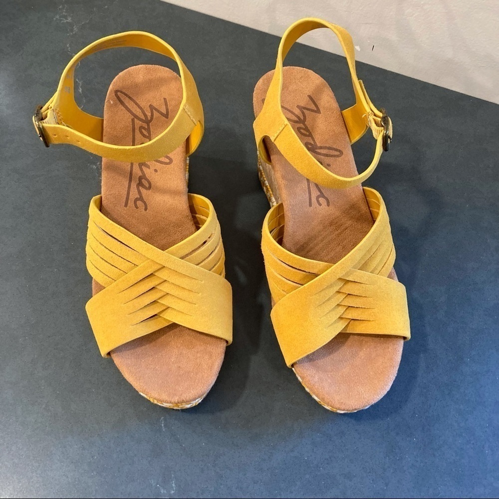NWT Zodiac sz 8 Paola yellow suede cork wedge sandals - Picture 7 of 14